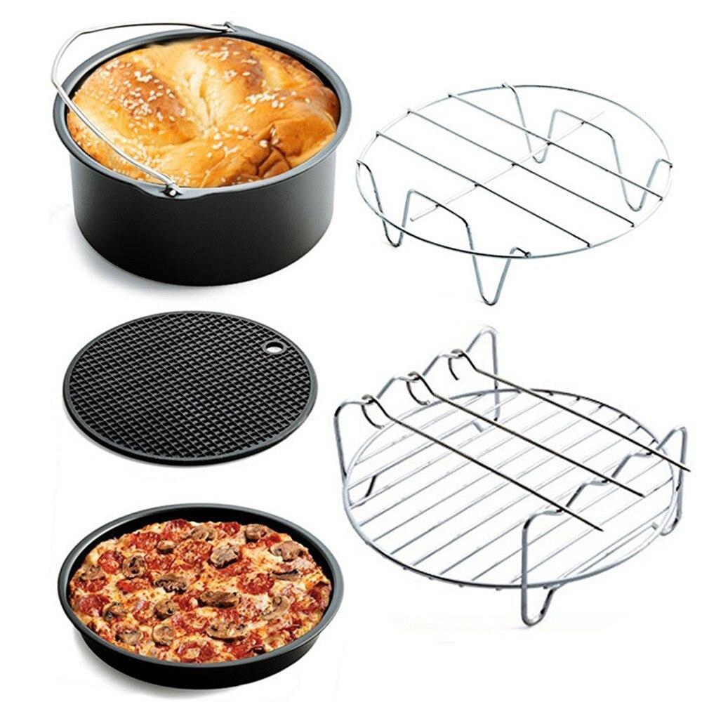 12pcs Air Fryer Accessories 7 Inch Kitchen Cooking Tool Baking Basket Pizza Plate Grill Pot Basket Grill Is Suitable For 7inch