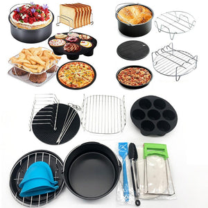 12pcs Air Fryer Accessories 7 Inch Kitchen Cooking Tool Baking Basket Pizza Plate Grill Pot Basket Grill Is Suitable For 7inch