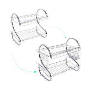 2 Tiers Dish Drying Rack Home Kitchen Dish Plate Bowl Cup Drying Rack Drainer Holder Organizer kichen Accessories