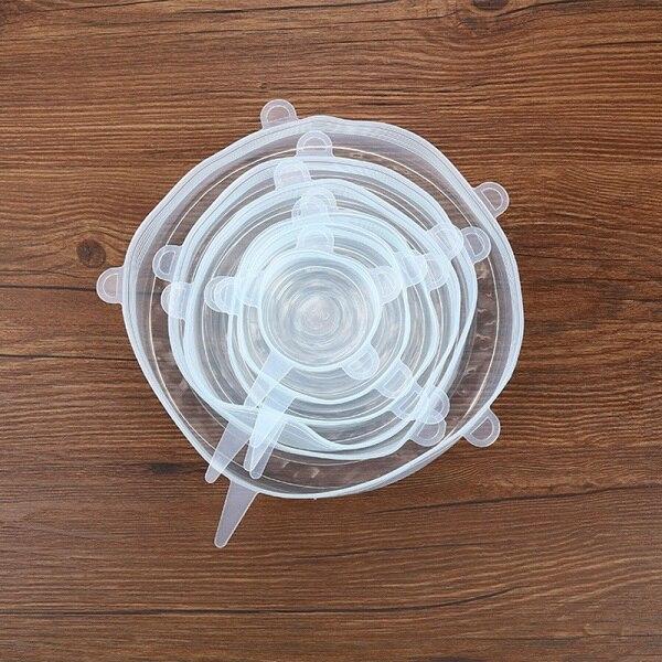 6Pcs Universal Stretchable Stretch Kitchen Vacuum Seal Bowls Preservation Tool Silicone Saran Wrap Cover Lids Food Bowl Pot 2