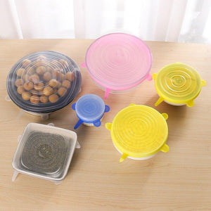 6pcs Silicone Cover Stretch Lids Reusable Airtight Food Wrap Covers Keeping Fresh Seal Bowl Stretchy Wrap Cover Kitchen Cookware