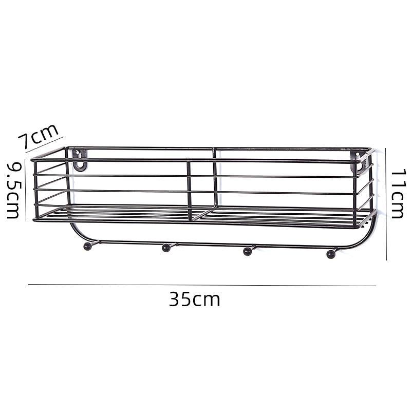 Modern Iron Kichen Bathroom Wall Hanging Storage Racks Shelves Decor Organizer Holder with Hooks