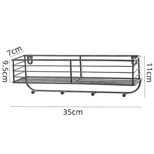 Modern Iron Kichen Bathroom Wall Hanging Storage Racks Shelves Decor Organizer Holder with Hooks