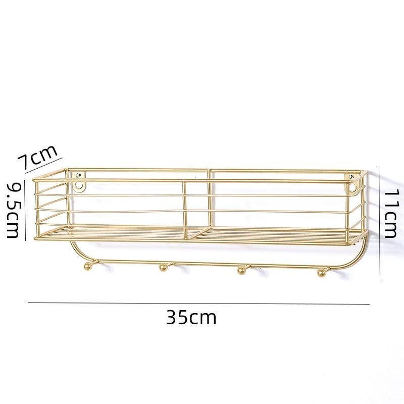 Modern Iron Kichen Bathroom Wall Hanging Storage Racks Shelves Decor Organizer Holder with Hooks