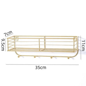 Modern Iron Kichen Bathroom Wall Hanging Storage Racks Shelves Decor Organizer Holder with Hooks