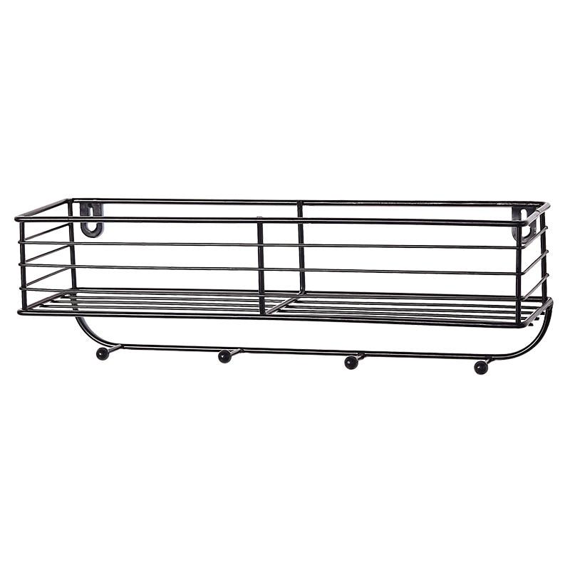 Modern Iron Kichen Bathroom Wall Hanging Storage Racks Shelves Decor Organizer Holder with Hooks
