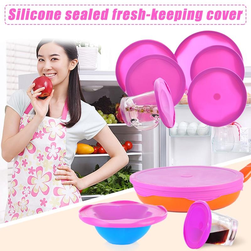 Multifunctional Double-Sealed Silicone Fresh-Keeping Lid Food Cover Flexible Reusable Lids for Fresh Food Leftovers DTT8