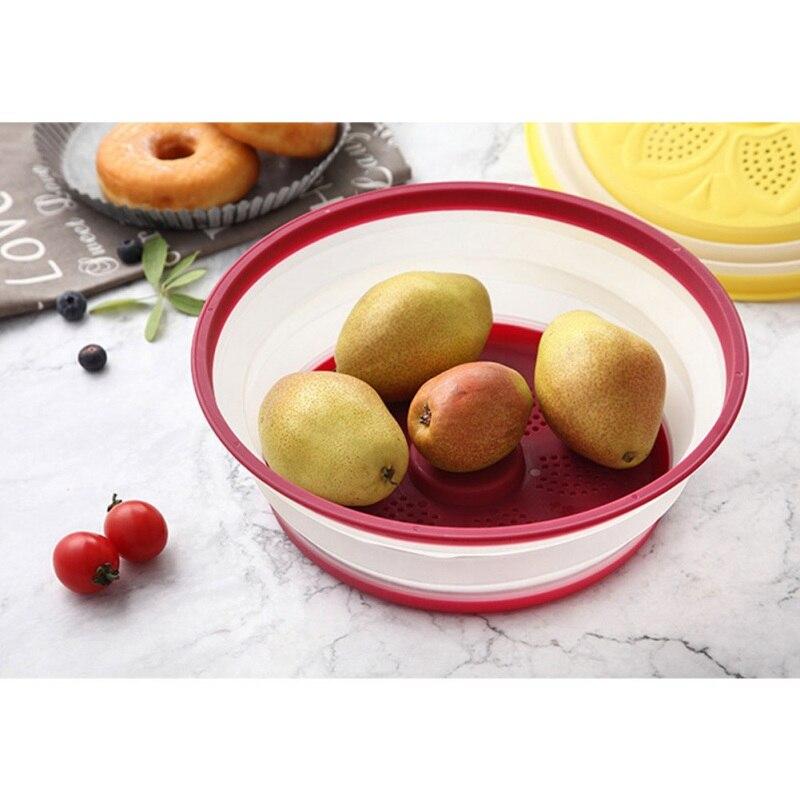 Plastic Microwave Cover Fruit Vegetables Colander Strainer Food Fresh Keeping Covers Folding Microwave Plate Lids Kitchen Tools