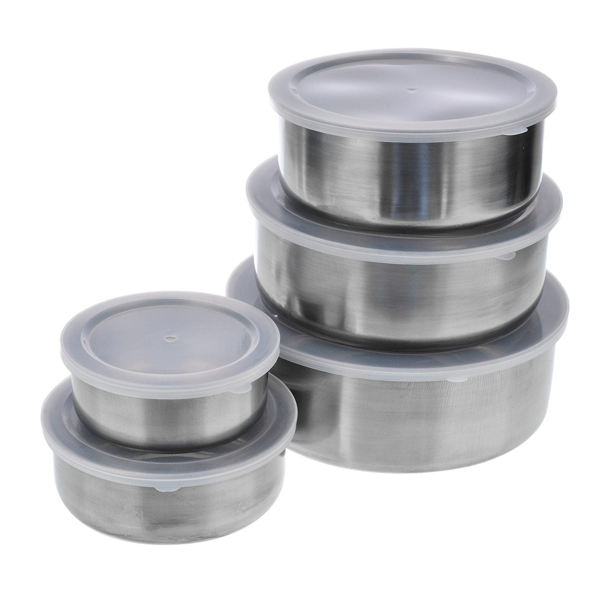 Quality 5pcs/set Stainless Steel Mixing Bowls 10/12/14/16/18cm Lunch Boxes + Clear Plastic Sealing Lids Portable Kitchen Utensil