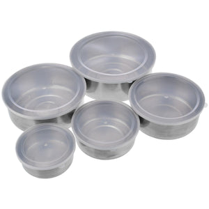 Quality 5pcs/set Stainless Steel Mixing Bowls 10/12/14/16/18cm Lunch Boxes + Clear Plastic Sealing Lids Portable Kitchen Utensil