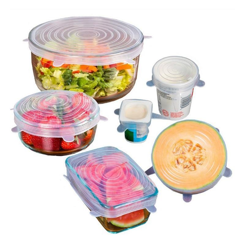 Silicone Stretch Lids (6 Pack)  Reusable  Extensible Silicone Covers are Suitable for Bowls Cups Pots  Keeping Food Fresh