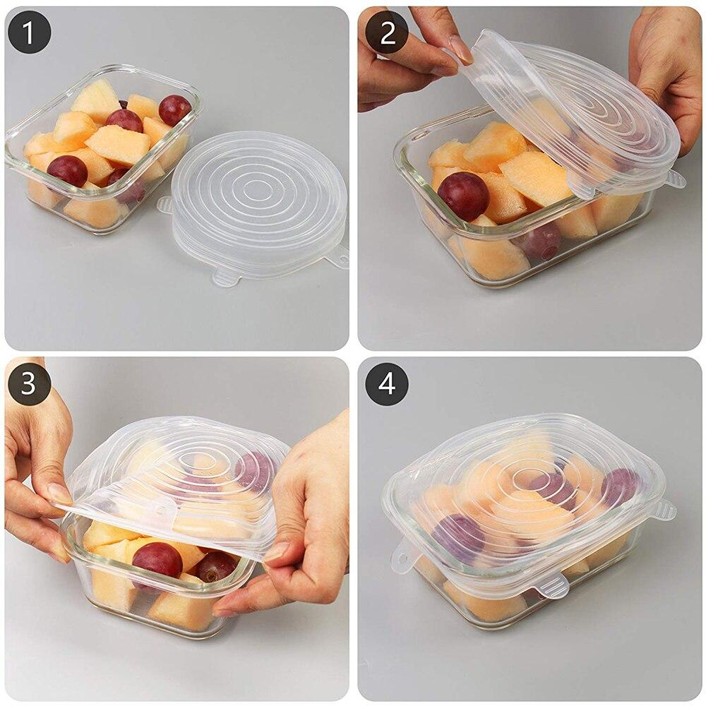 Silicone Stretch Lids (6 Pack)  Reusable  Extensible Silicone Covers are Suitable for Bowls Cups Pots  Keeping Food Fresh