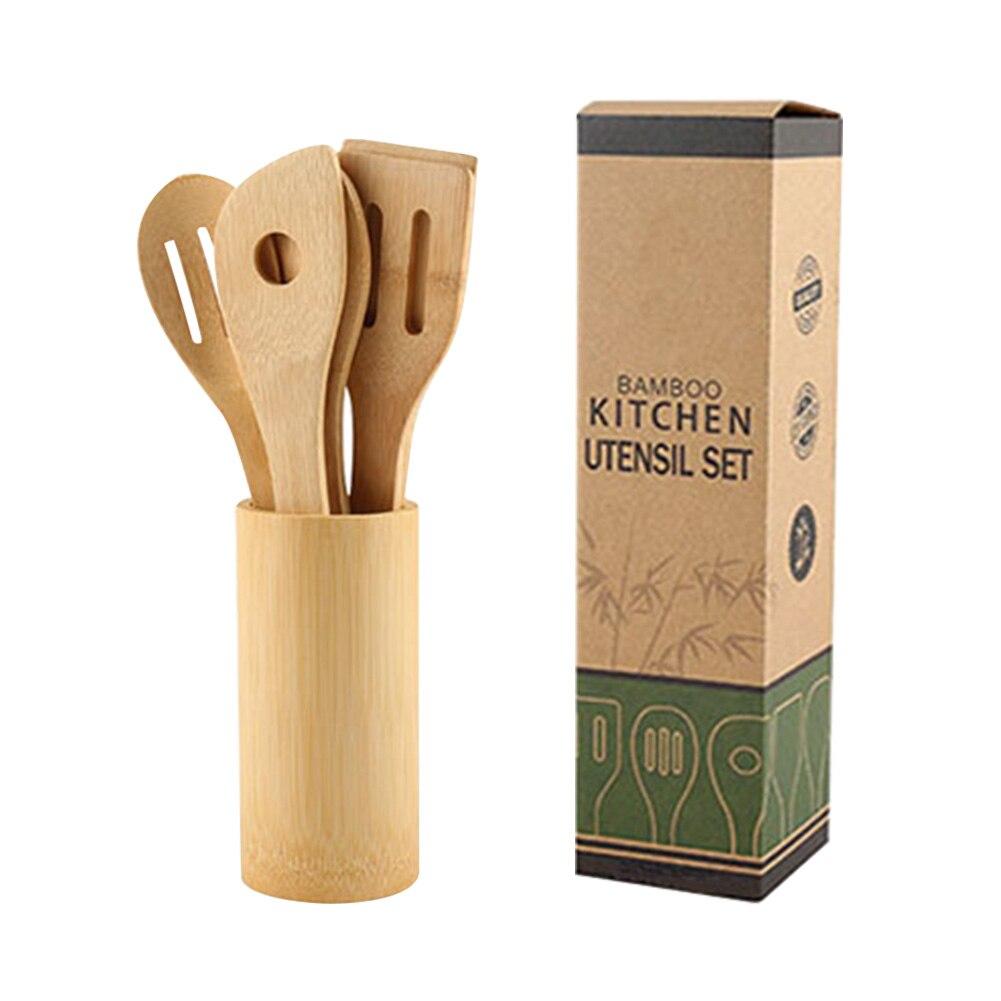 Spatula Home Mixing Frying Multifunctional Flipping Kitchen Utensil Set Bamboo With Holder Baking Spoons Stirring For Cookware