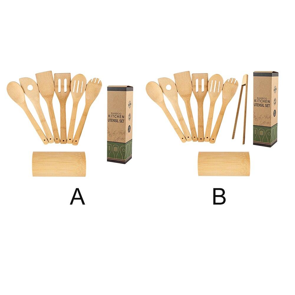 Spatula Home Mixing Frying Multifunctional Flipping Kitchen Utensil Set Bamboo With Holder Baking Spoons Stirring For Cookware